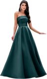 Women's Formal Party Strapless Gown Solid Color A-line Long Evening Gown（Processing time need 3-6 days）