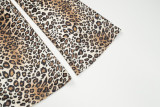 Women Winter Leopard Print Bell Bottom Pants