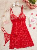 Women See-Through Mesh Sexy Lace Camisole Nightgown Sexy Lingerie