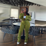 Women's Autumn Winter Fashion Slim Waist Fleece-Lined Hoodies with Drawstring Sport Pants Set