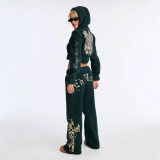 Women's Autumn Winter Fleece Hooded Jacket and Pants Set（Processing time need 3-6 days）