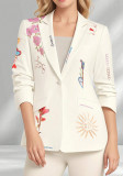 Women's Fashion Trendy Geometric Print Turndown Collar Long Sleeve Blazer