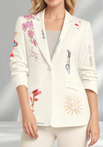 Women's Fashion Trendy Geometric Print Turndown Collar Long Sleeve Blazer