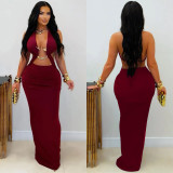 Women Sexy Solid Tie-Up Dress