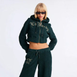 Women's Autumn Winter Fleece Hooded Jacket and Pants Set（Processing time need 3-6 days）