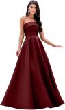 Women's Formal Party Strapless Gown Solid Color A-line Long Evening Gown（Processing time need 3-6 days）