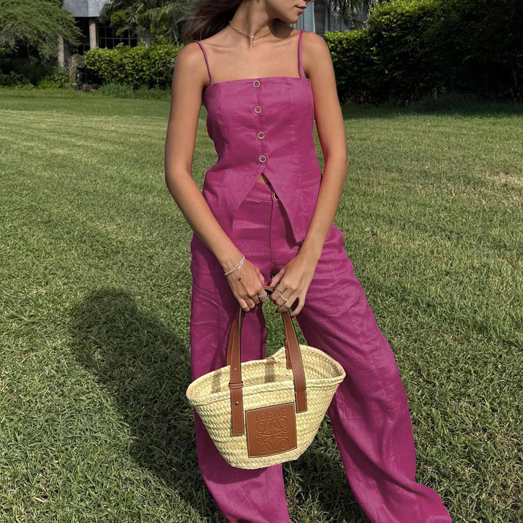 Women Sleeveless Camisole Top and Wide-Leg Pants Two-Piece Set