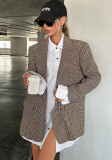 Women's Autumn Winter Street Oversized Houndstooth Blazer