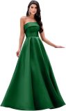 Women's Formal Party Strapless Gown Solid Color A-line Long Evening Gown（Processing time need 3-6 days）