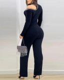 Women Off-Shoulder Beaded Bell Bottom Jumpsuit