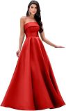Women's Formal Party Strapless Gown Solid Color A-line Long Evening Gown（Processing time need 3-6 days）