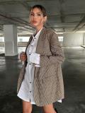 Women's Autumn Winter Street Oversized Houndstooth Blazer