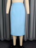 Women Ruffled Blazer and Skirt Two-Piece Set