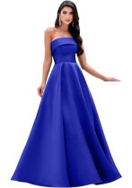 Women's Formal Party Strapless Gown Solid Color A-line Long Evening Gown（Processing time need 3-6 days）