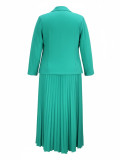 Women's Spring Autumn Winter Casual Plus Size Solid Color Top and Long Skirt Set
