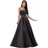 Women's Formal Party Strapless Gown Solid Color A-line Long Evening Gown（Processing time need 3-6 days）