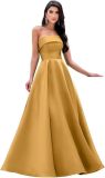 Women's Formal Party Strapless Gown Solid Color A-line Long Evening Gown（Processing time need 3-6 days）