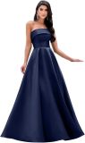 Women's Formal Party Strapless Gown Solid Color A-line Long Evening Gown（Processing time need 3-6 days）