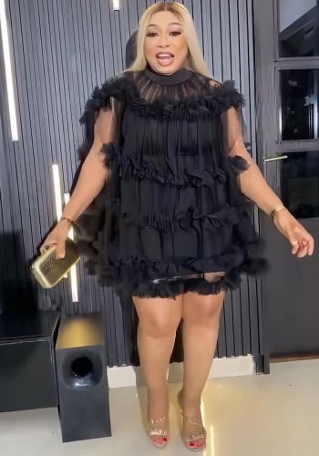 Women Summer Mesh Puffy Dress