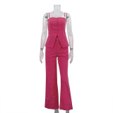 Women Sleeveless Camisole Top and Wide-Leg Pants Two-Piece Set