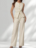 Women's Career Chic Sleeveless Top and Pants Two-Piece Set