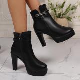 Plus Size Women Round Toe Pu-Leather Zipper Shoes