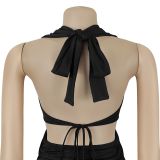 Women Sexy Solid Tie-Up Dress