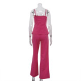 Women Sleeveless Camisole Top and Wide-Leg Pants Two-Piece Set