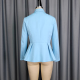 Women Ruffled Blazer and Skirt Two-Piece Set