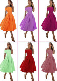 Women's Elegant Off-Shoulder Midi A-line Evening Gown（Processing time need 3-6 days）