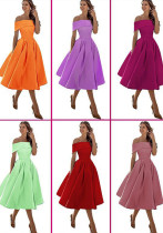 Women's Elegant Off-Shoulder Midi A-line Evening Gown（Processing time need 3-6 days）