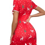 Women's Sexy Christmas Short Sleeve Night Dress