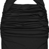 Women Sexy Solid Tie-Up Dress