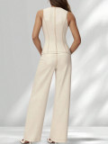 Women's Career Chic Sleeveless Top and Pants Two-Piece Set