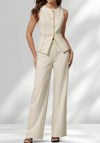 Women's Career Chic Sleeveless Top and Pants Two-Piece Set
