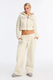 Women's Winter Casual Solid Color Fleece Hooded Two Piece Pants Set（Processing time need 3-6 days）