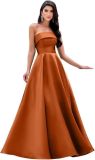 Women's Formal Party Strapless Gown Solid Color A-line Long Evening Gown（Processing time need 3-6 days）