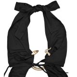 Women Sexy Solid Tie-Up Dress