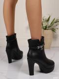 Plus Size Women Round Toe Pu-Leather Zipper Shoes