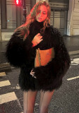 Women's Autumn Winter Fashion Chic High Neck Fluffy Plush Coat