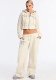 Women's Winter Casual Solid Color Fleece Hooded Two Piece Pants Set（Processing time need 3-6 days）