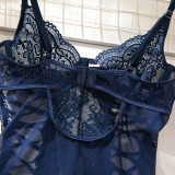 Women Lace-Up Underwire Panties Sexy Lingerie Two-Piece Set