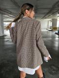 Women's Autumn Winter Street Oversized Houndstooth Blazer