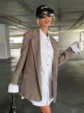 Women's Autumn Winter Street Oversized Houndstooth Blazer