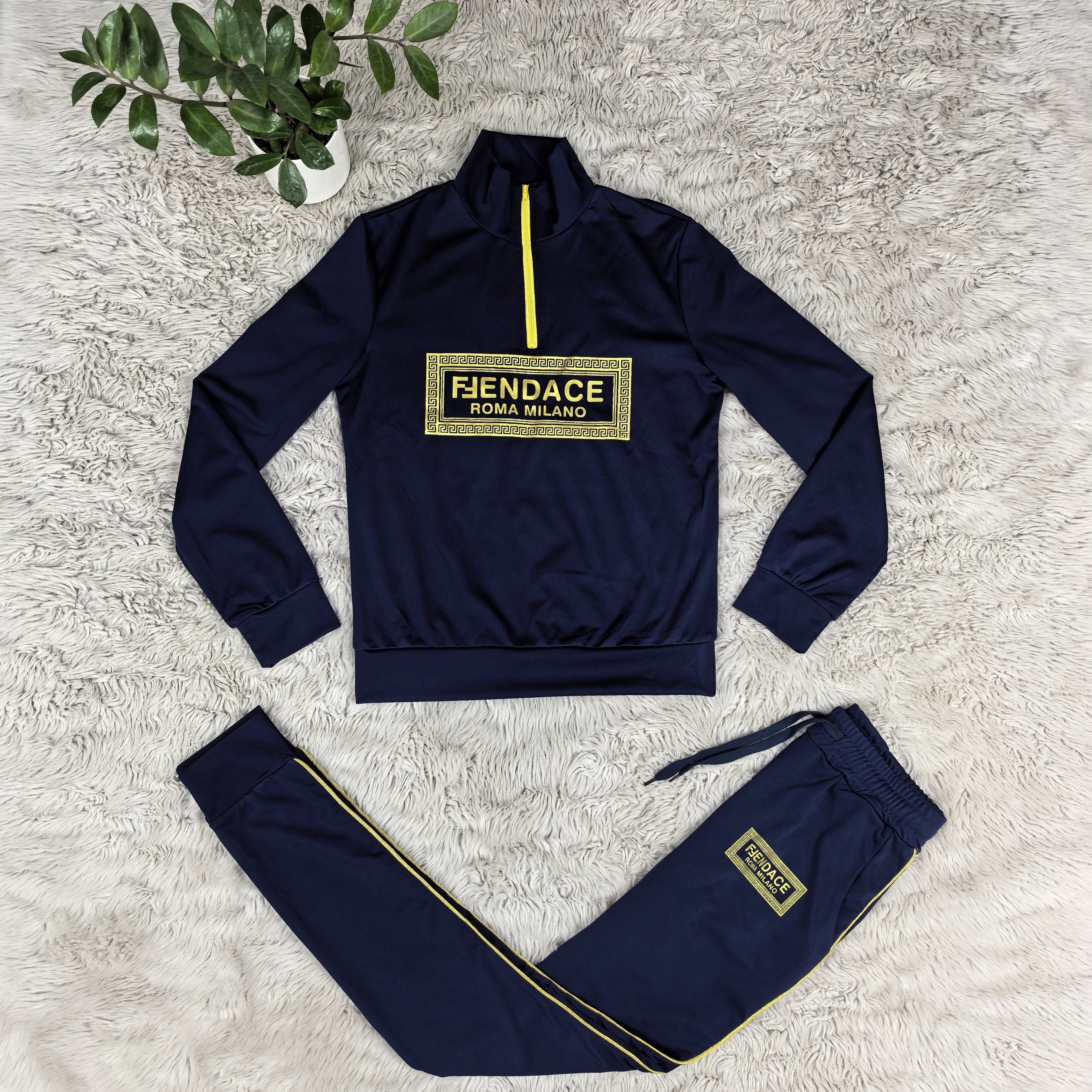 Women Autumn/Winter Shiny Casual Long-Sleeved Top and Pants Two-Piece Set