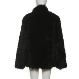 Women's Autumn Winter Fashion Chic High Neck Fluffy Plush Coat