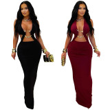 Women Sexy Solid Tie-Up Dress