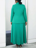 Women's Spring Autumn Winter Casual Plus Size Solid Color Top and Long Skirt Set