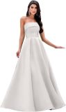 Women's Formal Party Strapless Gown Solid Color A-line Long Evening Gown（Processing time need 3-6 days）
