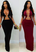 Women Sexy Solid Tie-Up Dress